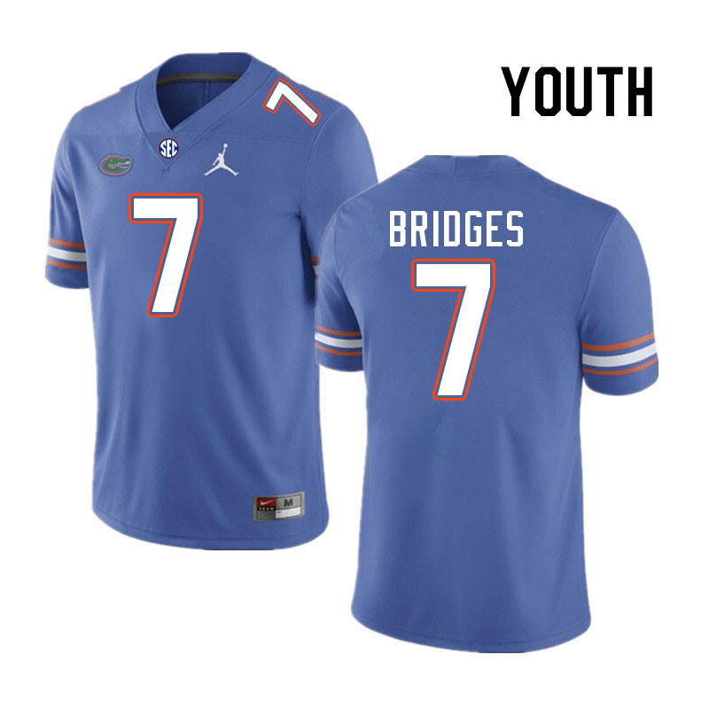 Youth #7 Trikweze Bridges Florida Gators College Football Jerseys Stitched-Royal